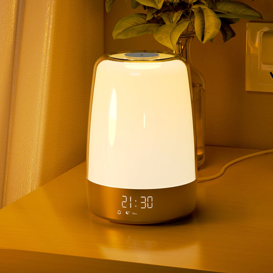 Dimmable Modern Digital RGB Bedside Lamp with Wake-Up Light Alarm Clock