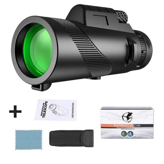 🔭 80X100 HD ZOOM Powerful Monocular Telescope 🔍 | Portable Binoculars for Long Range Viewing 🌲🏞️ | Perfect for Hunting 🎯, Camping ⛺, & More | Includes Tripod & Phone Clip 📱✨